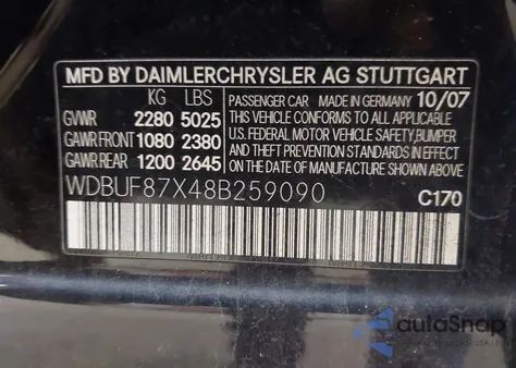 2008 Mercedes-Benz E 350 4Matic z USA, uszkodzony, nr VIN WDBUF87X48B259090